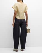 Image 3 of 6: Co Dolman Short-Sleeve Linen-Silk Top