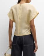 Image 4 of 6: Co Dolman Short-Sleeve Linen-Silk Top