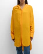 Image 2 of 6: Co Wide Collar Button-Down Tunic Shirt