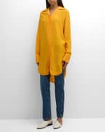 Image 5 of 6: Co Wide Collar Button-Down Tunic Shirt