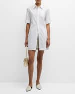 Image 5 of 6: Co Short-Sleeve Patch-Pocket Collared Tunic Shirt