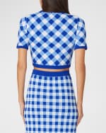 Image 3 of 6: Shoshanna Dasia Check Intarsia Crop Top
