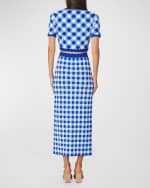 Image 2 of 4: Shoshanna Bobie Check Intarsia Straight Midi Skirt