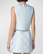 Image 3 of 4: Versace Pearly Embroidered Damier Duchesse Small Blouse