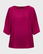 Image 2 of 6: Eileen Fisher Scoop-Neck 3/4-Sleeve Silk Top