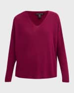 Image 1 of 6: Eileen Fisher V-Neck Organic Cotton Crepe Pullover