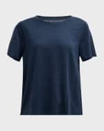 Image 1 of 6: Eileen Fisher Short-Sleeve Crewneck Organic Linen Jersey Tee