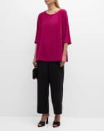 Image 5 of 6: Eileen Fisher Petite Cropped Straight-Leg Silk Pants