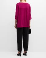 Image 3 of 6: Eileen Fisher Petite Cropped Straight-Leg Silk Pants