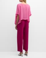 Image 3 of 6: Eileen Fisher Bateau-Neck Handkerchief Georgette Poncho