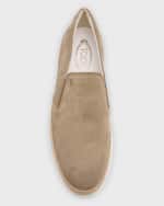 Image 5 of 5: Tod's Men's Rubber Pebble-Sole Suede Espadrilles