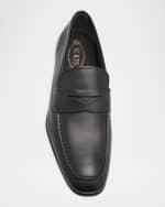 Image 5 of 5: Tod's Men's Stamped-Logo Leather Penny Loafers