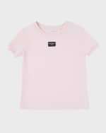 Image 4 of 6: Dolce&Gabbana Girl's Logo Plaque Short-Sleeve T-Shirt, Size 8-14