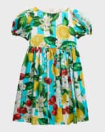 Image 4 of 6: Dolce&Gabbana Girl's Italian Holiday Puff Sleeve Dress, Size 8-14