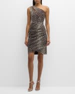 Image 2 of 6: Chiara Boni La Petite Robe One-Shoulder Animal-Print Midi Dress