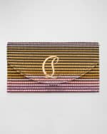 Image 1 of 6: Christian Louboutin Loubi54 Wallet on Chain in Strass Crepe Satin