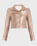 Image 2 of 7: Courreges Re-Edition Checked Print Vinyl Short Jacket