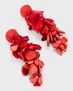 Image 4 of 5: Oscar de la Renta Wooden Floral Cluster Earrings