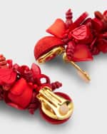 Image 3 of 5: Oscar de la Renta Wooden Floral Cluster Earrings