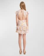 Image 2 of 4: Bardot Junior Girl's Ambrosia Embroidered Open-Back Tiered Floral Mini Dress, Size 8-14