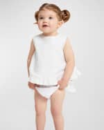 Image 1 of 4: Bardot Junior Girl's Brinley Linen and Cotton Ruffle Dress, Size 6M-3
