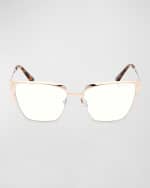 Image 4 of 5: TOM FORD Blue Blocking Metal Cat-Eye Glasses