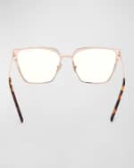 Image 5 of 5: TOM FORD Blue Blocking Metal Cat-Eye Glasses