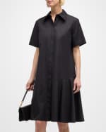 Image 5 of 6: Lafayette 148 New York Flounce Cotton Poplin Midi Shirtdress