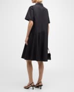 Image 3 of 6: Lafayette 148 New York Flounce Cotton Poplin Midi Shirtdress