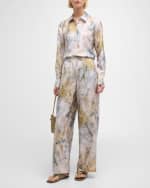 Image 5 of 6: Lafayette 148 New York Riverside Fern-Print Straight-Leg Twill Pants