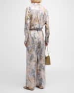 Image 3 of 6: Lafayette 148 New York Riverside Fern-Print Straight-Leg Twill Pants