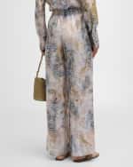 Image 4 of 6: Lafayette 148 New York Riverside Fern-Print Straight-Leg Twill Pants
