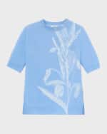 Image 2 of 5: Lafayette 148 New York Crewneck Floral Intarsia Cashmere Sweater