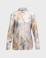 Image 2 of 7: Lafayette 148 New York Scottie Fern-Print Button-Down Silk Blouse