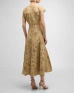 Image 4 of 6: Lafayette 148 New York A-Line Floral Jacquard Pick Stitch Maxi Dress