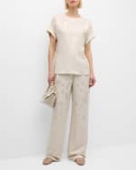Image 5 of 6: Lafayette 148 New York Gates Straight-Leg Eco Flora Jacquard Pants