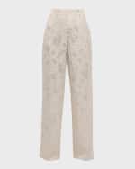 Image 1 of 6: Lafayette 148 New York Gates Straight-Leg Eco Flora Jacquard Pants