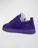 Image 3 of 6: Christian Louboutin Men's Louis Junior Spikes Low-Top Suede Sneakers