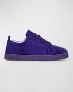 Image 1 of 6: Christian Louboutin Men's Louis Junior Spikes Low-Top Suede Sneakers