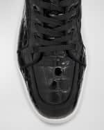 Image 3 of 5: Christian Louboutin Men's Rantulow Orlato Croc-Effect Low-Top Sneakers