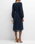 Image 4 of 6: Kobi Halperin Tatum Pintuck Blouson-Sleeve Midi Dress