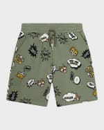 Image 1 of 2: Kenzo Boy's Comic Graphic Sweat Shorts, Size 4-12