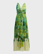 Image 1 of 6: Kobi Halperin Gail Tiered Floral-Print Maxi Dress