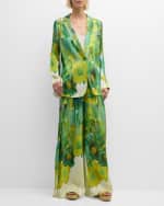 Image 5 of 7: Kobi Halperin Alessia Pleated Side-Slit Floral-Print Pants