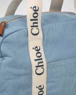 Image 5 of 5: Chloe Kid's Grosgrain Logo Denim Changing Bag