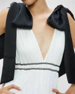 Image 5 of 5: Alice + Olivia Jessalynn Bow Strap Tiered Maxi Gown