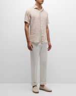 Image 5 of 6: Peter Millar Men's Sacha Linen Short-Sleeve Sport Shirt