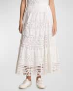Image 2 of 5: Polo Ralph Lauren Battenberg Lace Linen Midi Skirt
