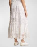 Image 3 of 5: Polo Ralph Lauren Battenberg Lace Linen Midi Skirt