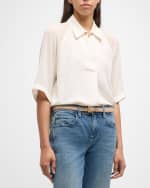 Image 2 of 6: Marella Cerbero Pleated Sheer-Sleeve Shirt